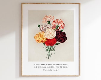 Sprüche 31:25 Frau Bibel Vers Wandkunst, christliche Vintage Wandkunst, Schrift Poster Geschenk, christliche Muttertagsgeschenk Druck