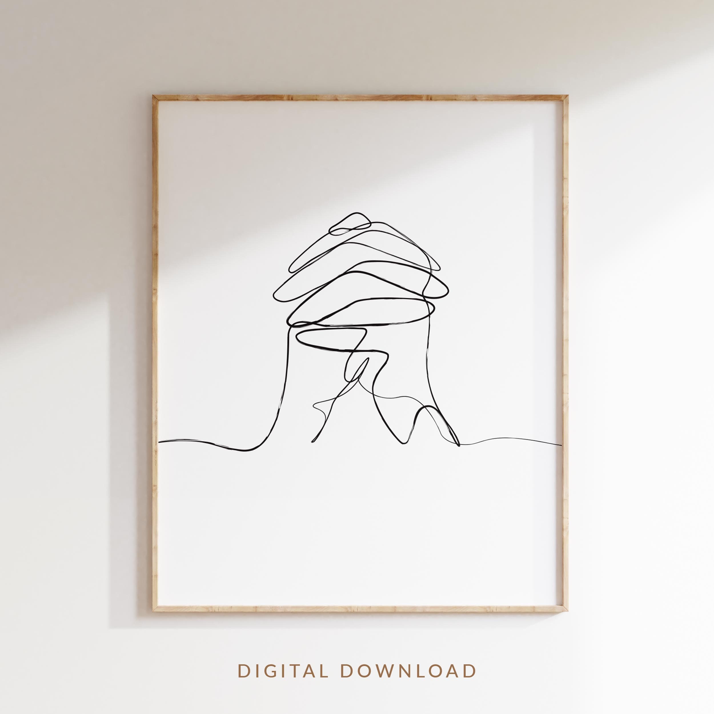 Pray Line Art, Modern Christian Wall Art, Prayer Room Print