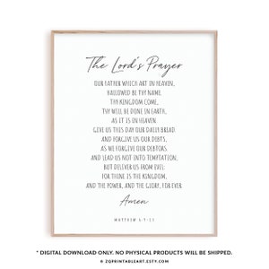 Matthew 6:9-13 The Lord&#39;s Prayer Bible Verse Wall Art, Printable Christian Scripture Poster, Kids Room Wall Decor Baptism Gift