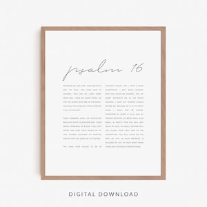 Psalm 16 Bible Verse Wall Art, Modern Christian Poster Printable, Scripture Print Digital Download