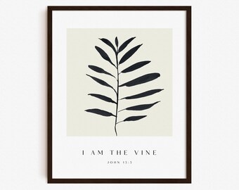 DIGITAL I Am the Vine Vintage Poster Farmhouse Christian Wall Art John ...