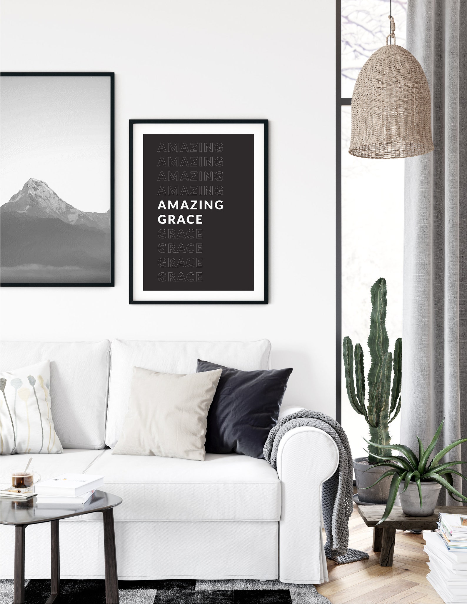 Amazing Grace sign wall art typographic poster quote print | Etsy