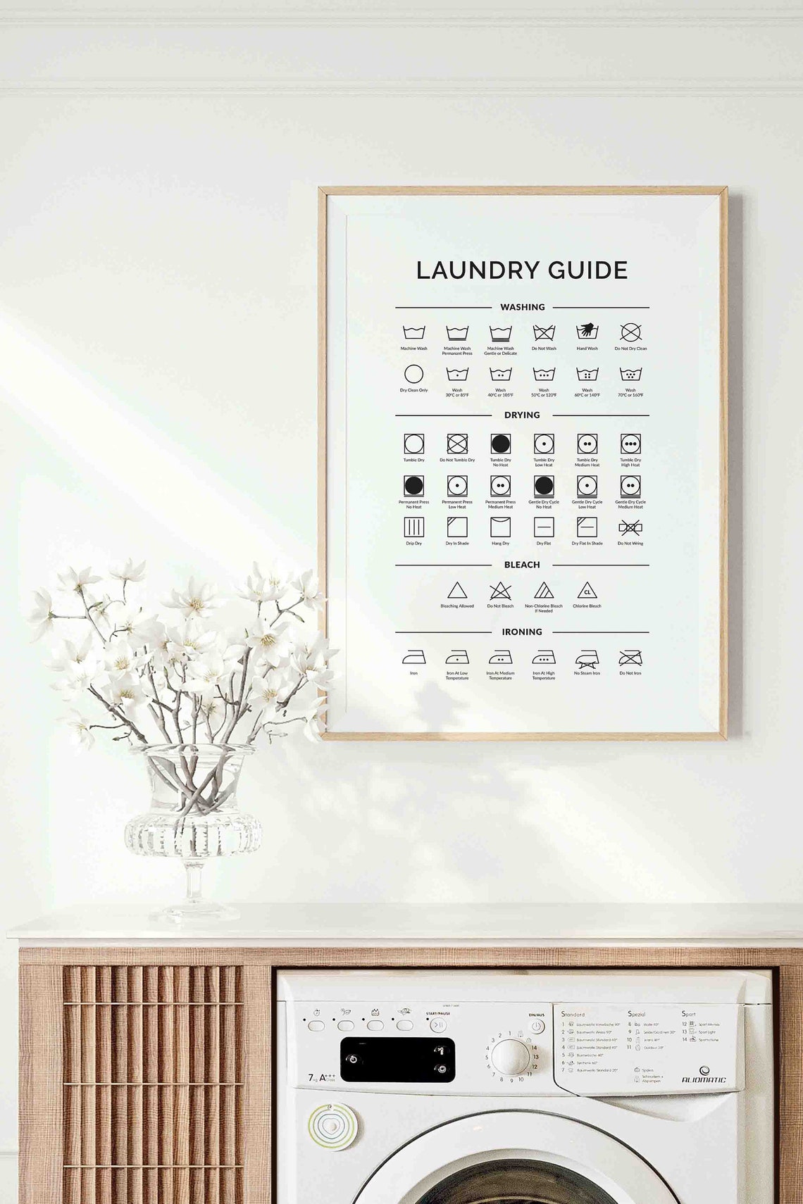 Laundry Room Symbols Print, Printable Laundry Sign Wall Art, Laundry ...