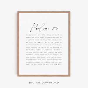 Psalm 23 Moderne christliche Wandkunst, Minimal Bibel Vers Poster druckbar, Schriftkunst, Der Herr ist mein Hirte, ich soll nicht wollen