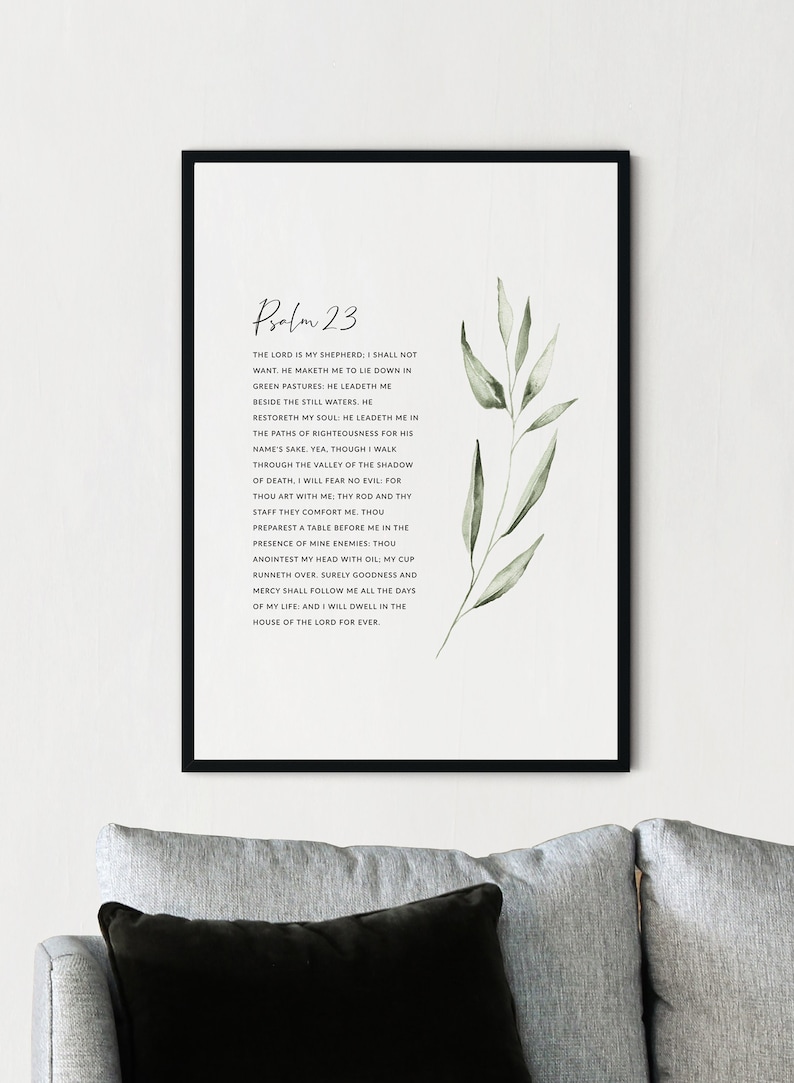 Psalm 23 Bible Verse Wall Art Christian Scripture Printable | Etsy