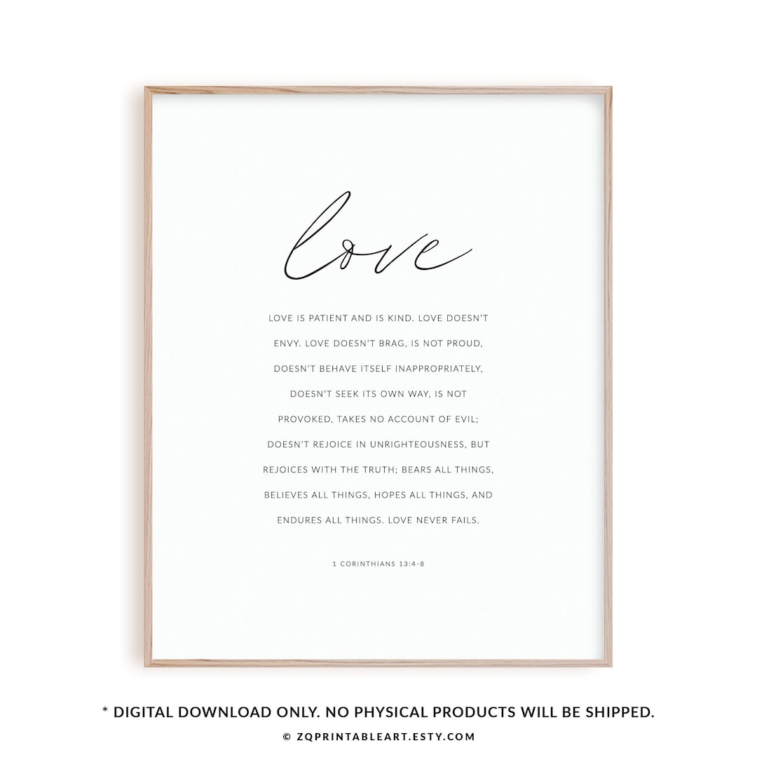 1 Corinthians 13 Love is Patient Bible Verse Wall Art, Printable ...