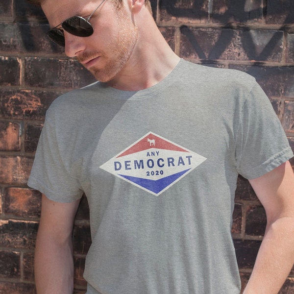 The 2020 Pledge, Vote Any Democrat - Trump Political Resistance 2020 T-shirt - Men's Unisex and Ladies Slim Fit Sizes