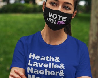 Vote Like a Girl Political Resistance 2020 Election Face Mask with Filter Pocket - Premium 3-ply 100% Anti-microbial cotton