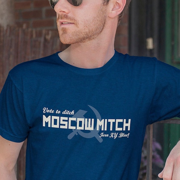 Ditch Moscow Mitch - Keep Kentucky Blue Anti Donald Trump Russia Collusion Resistance 2020 T-shirt - Men's Unisex and Ladies Slim Fit Sizes