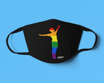 Pride Equality - USA Women's Soccer LGBTQ Rainbow Flag Equal Rights Face Mask with Filter Pocket - Premium 3-ply 100% Anti-microbial cotton