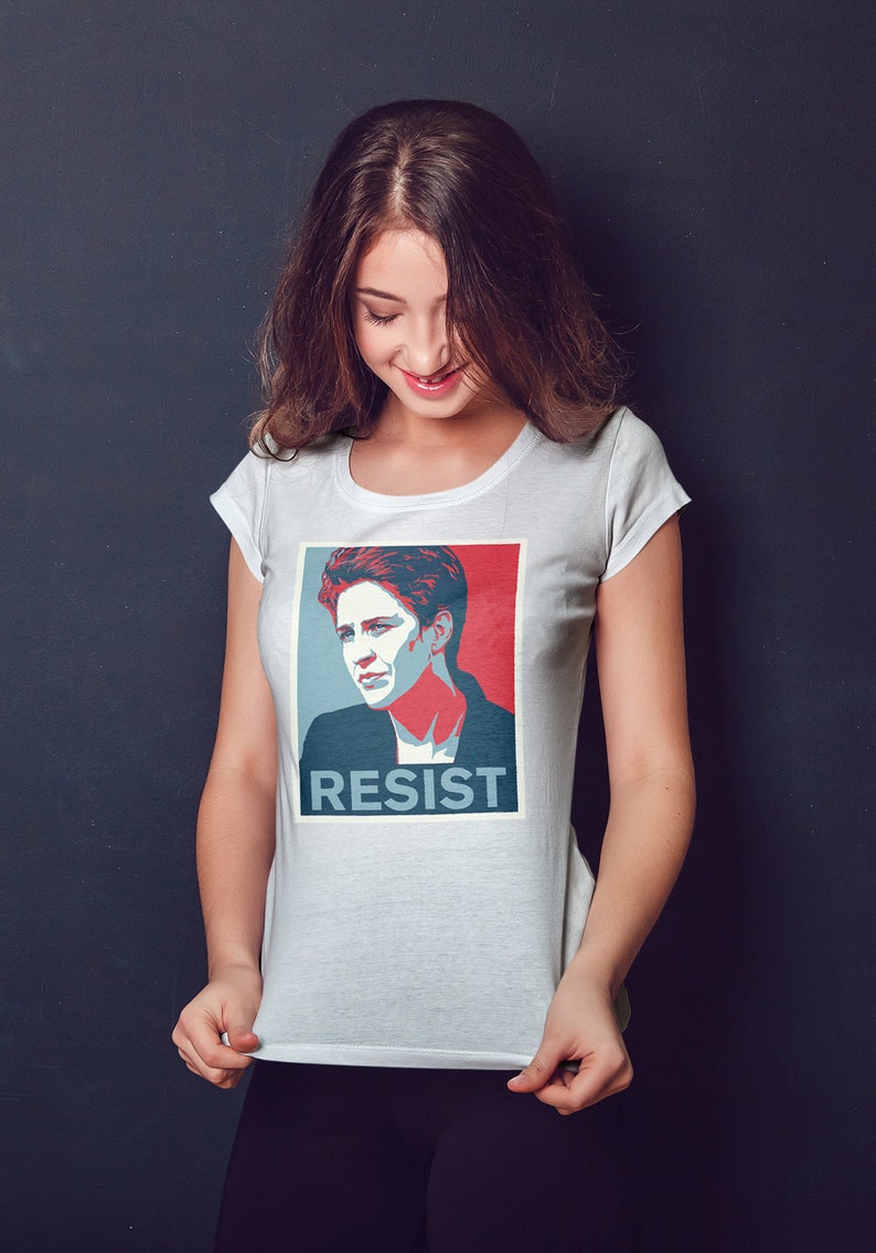 Maddow Resists Pay Attention To Trump Political News Resistance 2020 T-shirt Men's Unisex and Ladies Slim Fit Sizes image 1