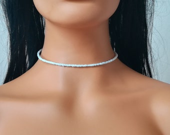 choker di perline bianco, semplice choker perline, choker perline delicato, choker matrimonio, minimo choker perline, boho choker, collana uomini