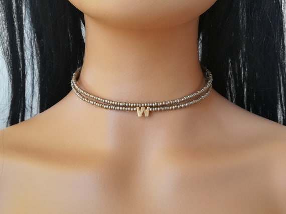 Boho Beaded Choker Gold Beaded Necklace 