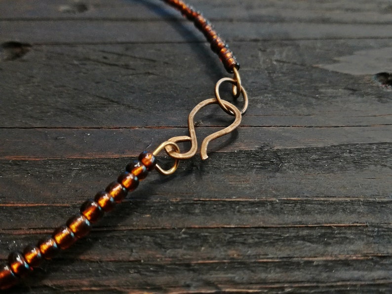 gift for her agate stone choker minimal beaded choker boho choker elegant beaded necklace dainty choker Brown beaded choker