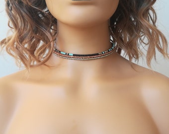Boho Perlen Halsband, gold Perlen Halskette, schwarze Perlen Halsband, Türkis Perlen Halsband, rose gold Perlen Halsband, Geschenk für sie, Geschenk für Frau