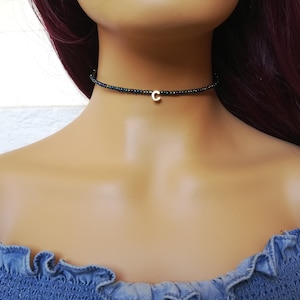 Metalic beaded choker, Initial choker, gold letter necklace, personalized choker, dainty beaded choker, minimal beaded choker, gift for her