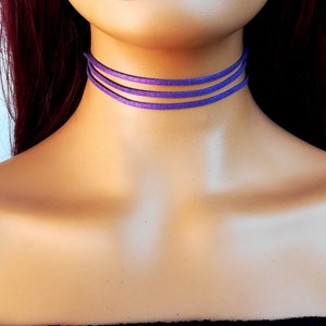 Purple Suede Wrap Choker,  purple Choker, Boho Choker, Tie Choker, Long Choker, Vintage Jewelry, Leather Necklace