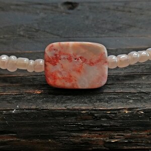 Beige beaded choker, red iaspis beaded choker, wedding beige choker, minimal beaded choker, boho choker, gift for her, gift for wife