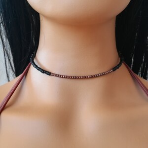 Black beaded choker, Copper beaded choker, elegant beaded choker, unisex beaded choker, minimal beaded choker, boho choker, gift for her