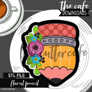 デジタル STL / 花柄鉛筆 / 学校 / クッキーカッター stl/ thecafe