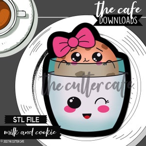 DIGITAL STL / Milk and Cookie STL / Valentine stl/ thecafe