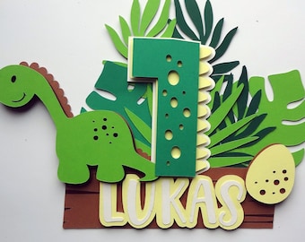 dinosaur Cake Topper layered SVG, cake topper svg ,  Instant Download, Dinosaur Party Cake Topper, Dino Birthday Decoration