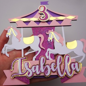 Topo de bolo de cavalo carrossel em camadas SVG, Topo de bolo SVG, Download instantâneo, Topo de bolo de festa carrossel, Decoração de aniversário de cavalo