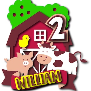 農場/納屋の動物ケーキトッパー | 3D SVG バースデーファイル | Cricut やその他のダイカットマシン用の即時ダウンロード
