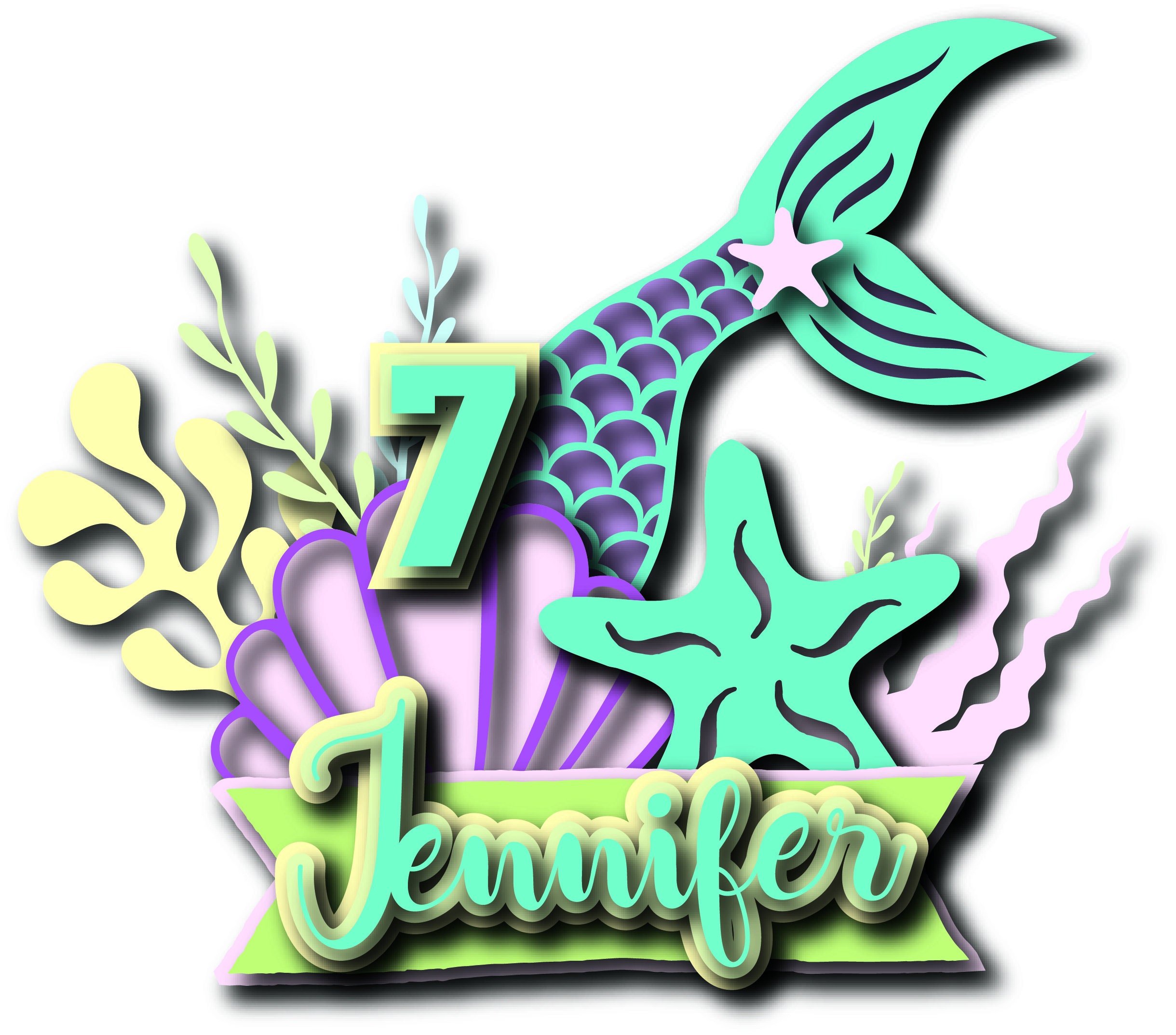 3d Layered Mermaid Tail Mermaid Tail Cake Topper Svg Mermaid - Etsy