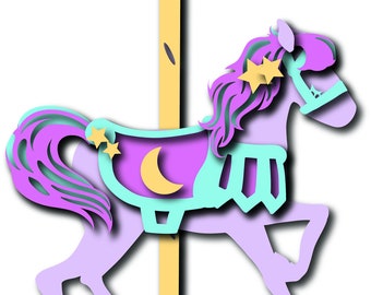 3d layered carousel horse svg for cricut or silhouette papercut svg carousel horse cake topper paper, Carousel Clipart, Carousel Vector