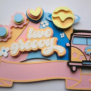 Groovy Cake Topper layered SVG, Two Groovy Cake Topper svg, hippy van layered svg, Cake Topper SVG,  Instant Download, Groovy Van SVG