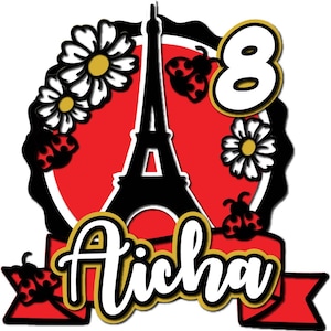 Marienkäfer Layered Cake Topper SVG | Paris Themed Cake Topper druckbar | Marienkäfer Geburtstag Party Dekoration | Digitale Datei | Sofort Download