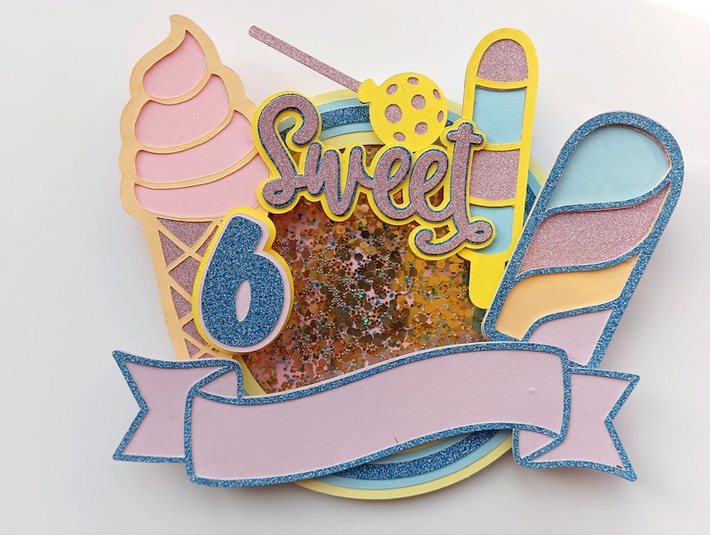 Sweet Cake Topper With Shaker SVG, Sweet Cake Topper Cut File, Ice