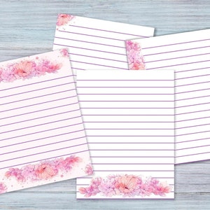 Blommor, 4 linjerade mönster, utskrivbar bilaga, Happy Planner, framsida till baksida, utskrivbar refill, fyllnadspapper, digitalt papper, klassisk, 18 cm b x 23 cm h