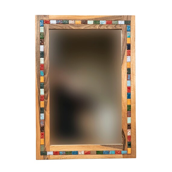 Casa De Muñecas de Madera de Roble Oscuro Espejo De Pared Enmarcado En Miniatura Accesorios