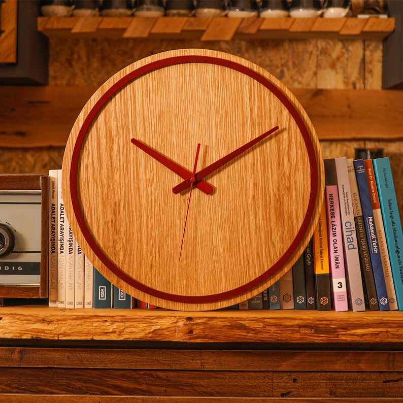 Coloured Wooden Wall Clock Minimalist Natural Wooden Clock Etsy UK