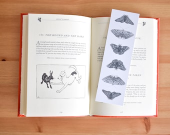 Bookmark - Surreal Moth Illustration. Whimsical art