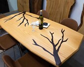Artículos Similares A Tavolo Da Pranzo In Legno E Resina En Etsy