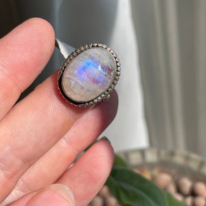 sterling 925 rainbow moonstone ring - SIZE 5