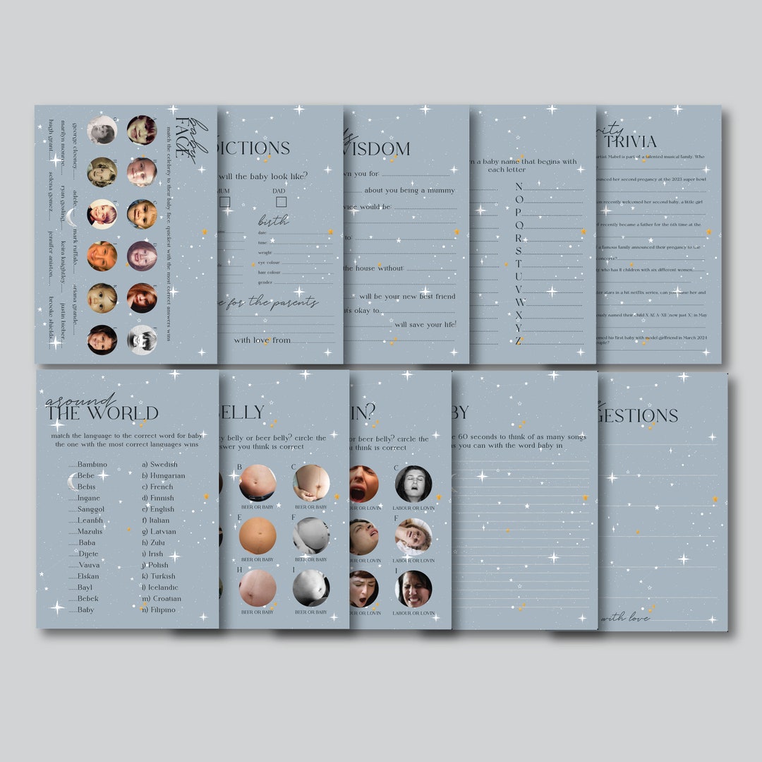 Over the Moon Theme Printable Instant Download Baby Shower Game Bundle ...