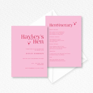 Maßgeschneiderte benutzerdefinierte doppelseitige rosa rote Junggesellinnenabschied Junggesellinnenabschied Invite Route Gedrucktes physisches Produkt