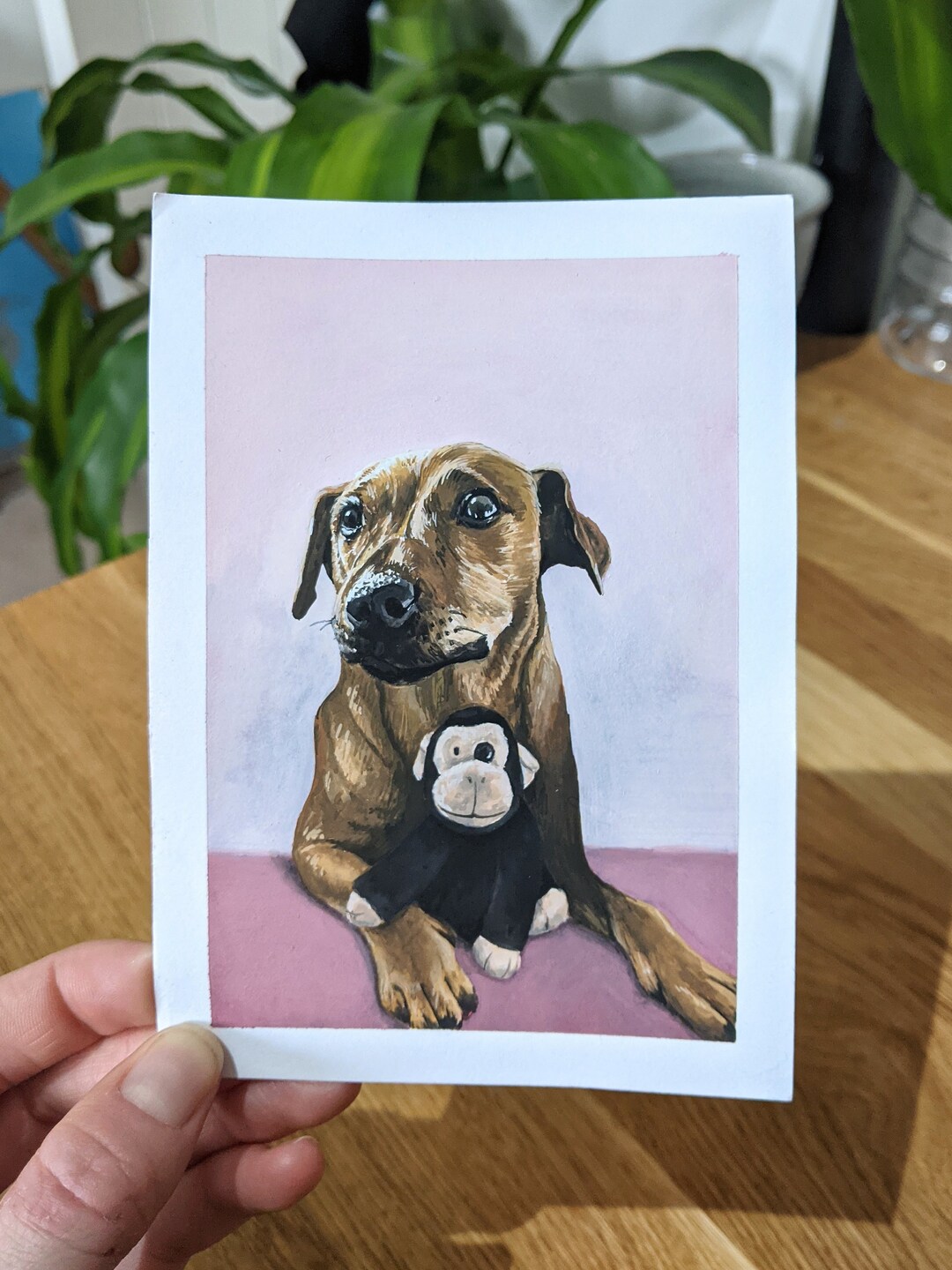 Custom Painting A6 Size Pet Portrait Gouache Painting Ecofriendly Bamboo Fibre Paper Etsy