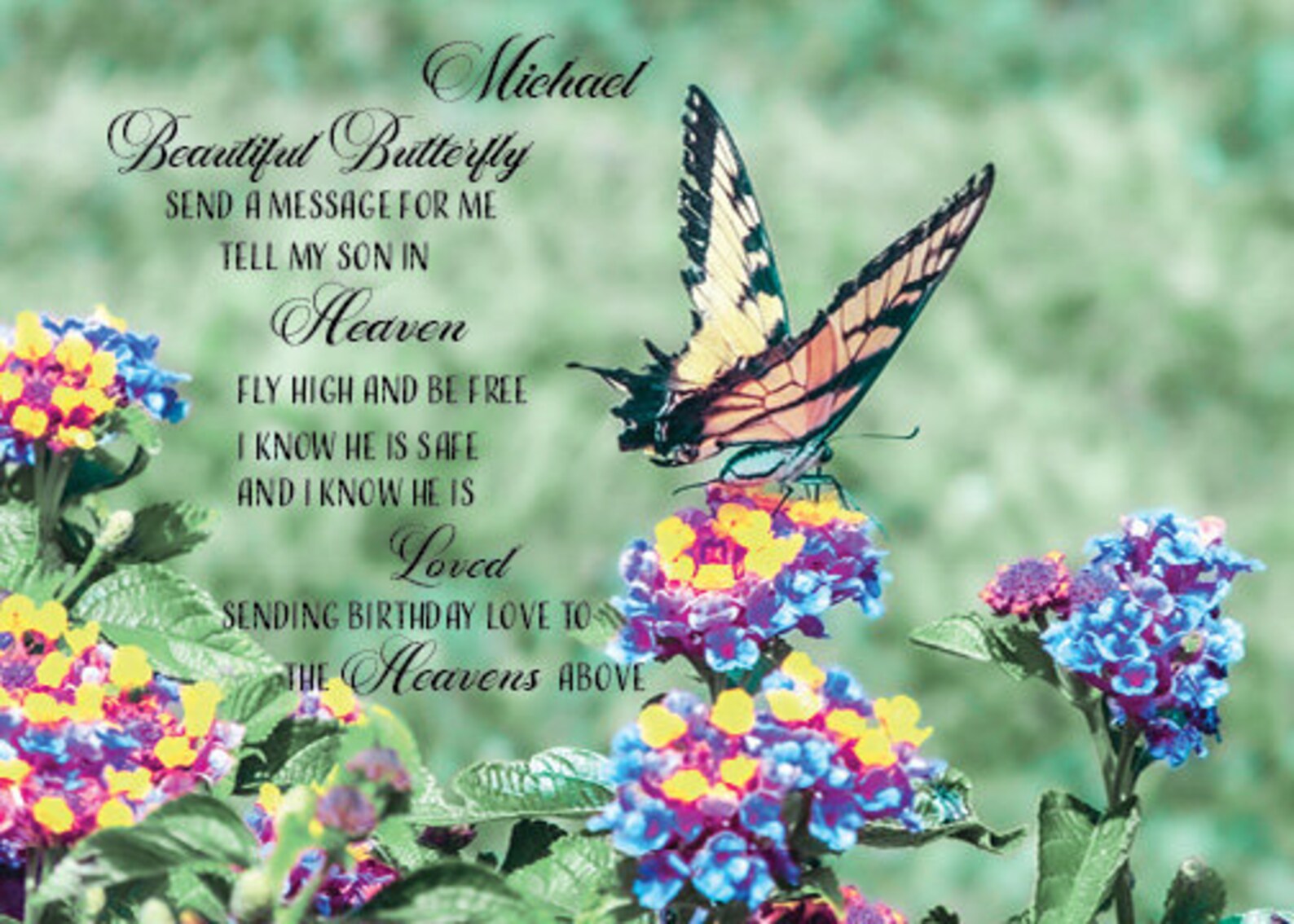 Happy Heavenly Birthday Butterfly memorial site card Etsy