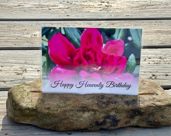 Birthday in Heaven waterproof memorial site card! beautiful cemetery or garden accent!