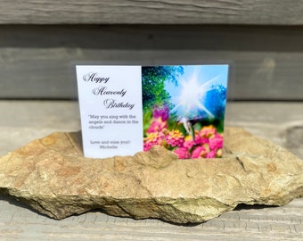 New! Hummingbird waterproof memorial card! Beautiful garden or cemetery accent!