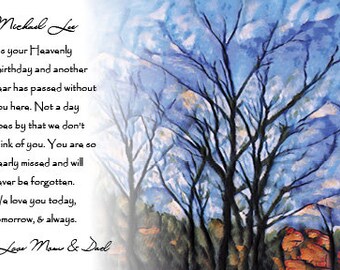 Happy Heavenly Birthday custom card for cemeteries, memorial sites and gardens!