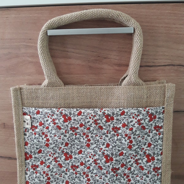 Sac en jute et tissu liberty