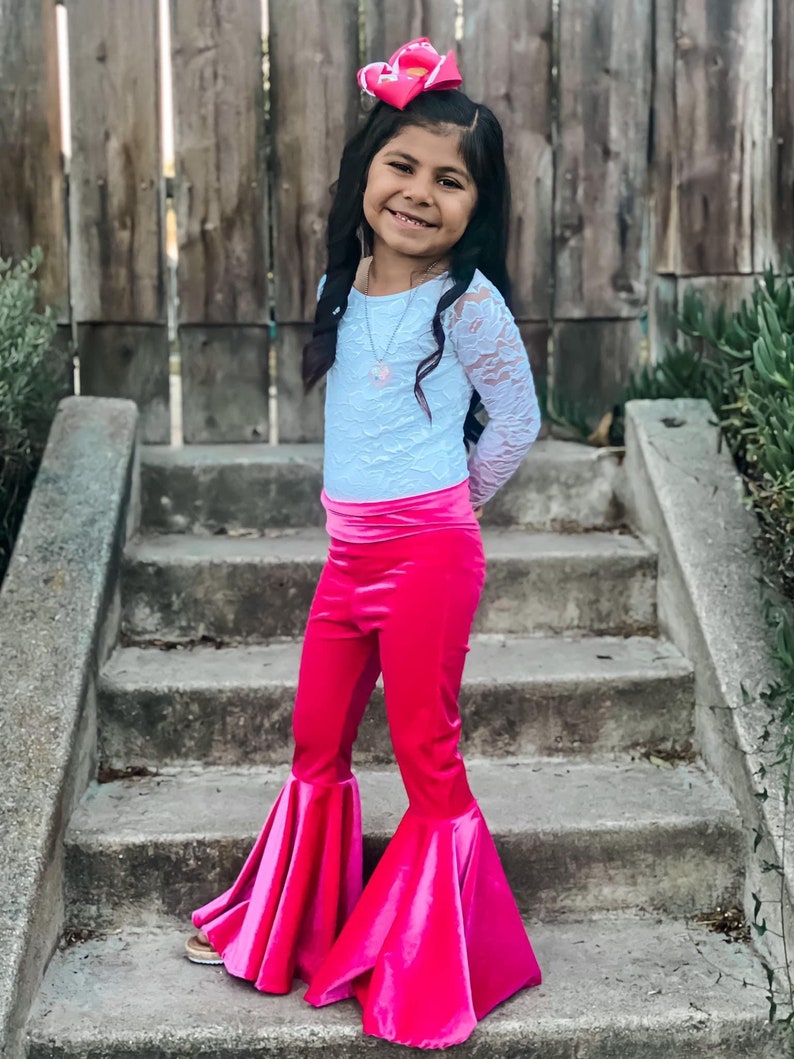 Pink Velvet Bell Bottom Girls Bell Bottoms/toddler Bell - Etsy