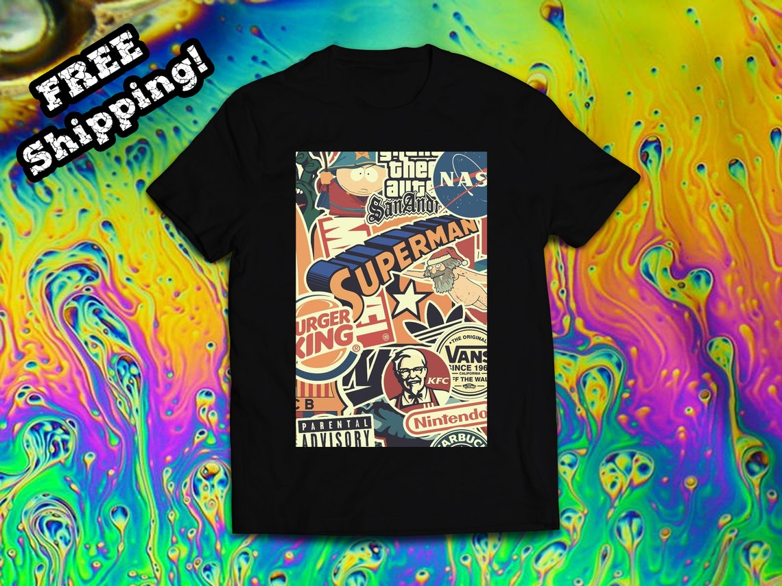 Sticker Shirt 2 Pop Art TShirt Etsy