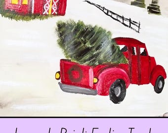 Acrylic Painting Class for Beginners | Learn to Paint with Videos & Printable Files | Festive Red Truck with Bonus Lesson